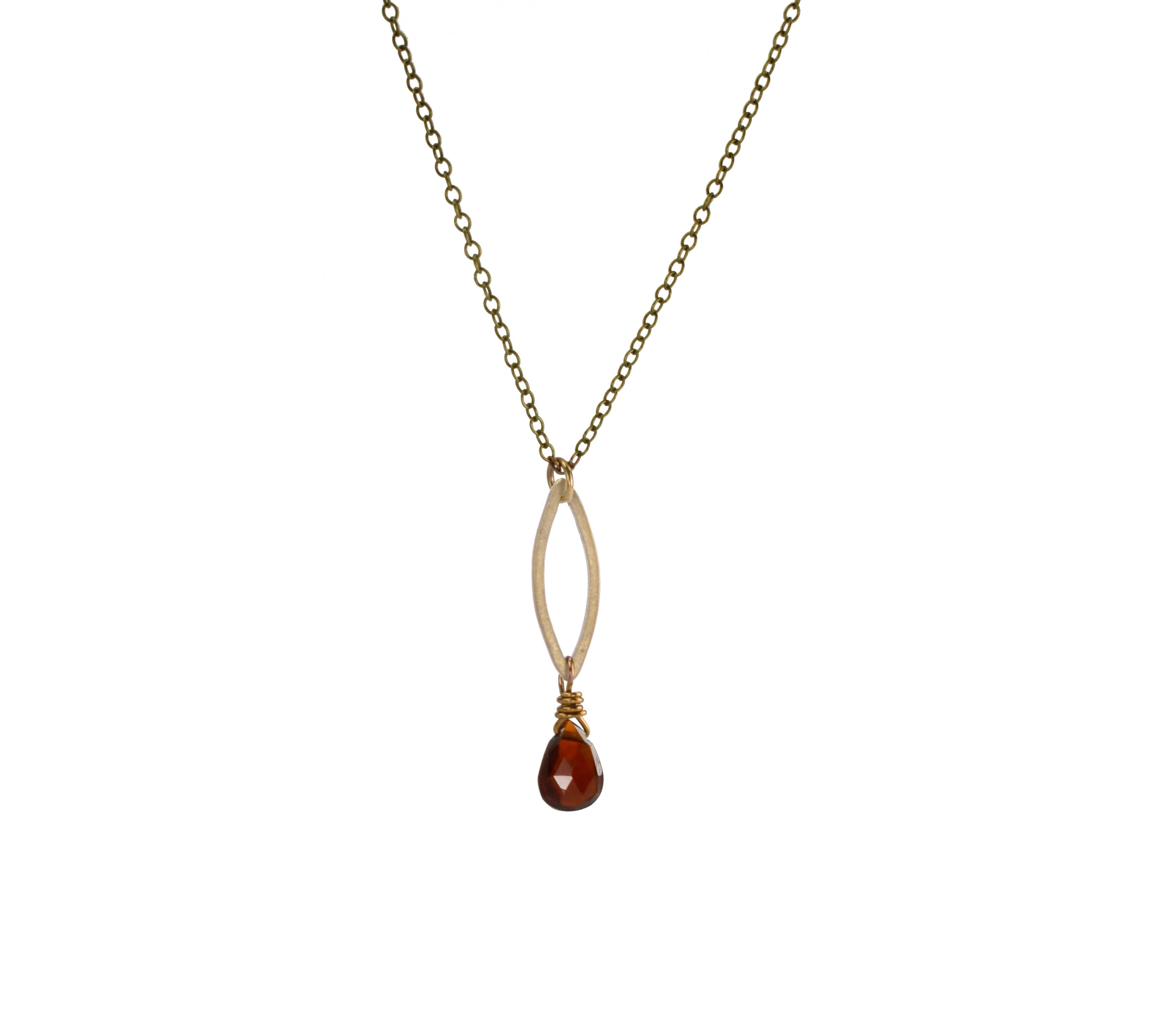 Red Garnet Teardrop Stone Necklace