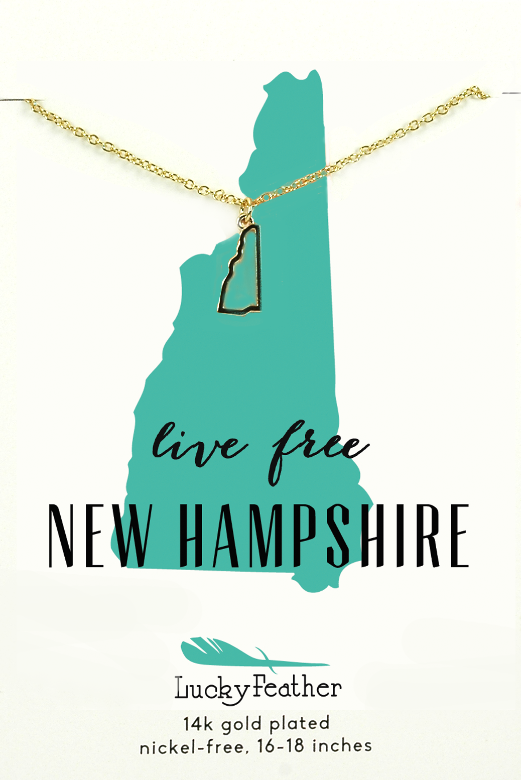 NH State Necklace - Gold