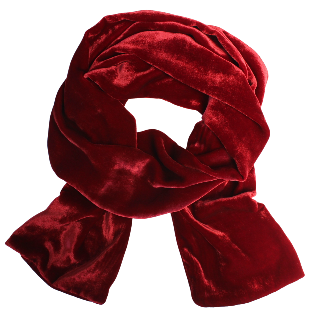 Silk Velvet Oblong Scarf: Red