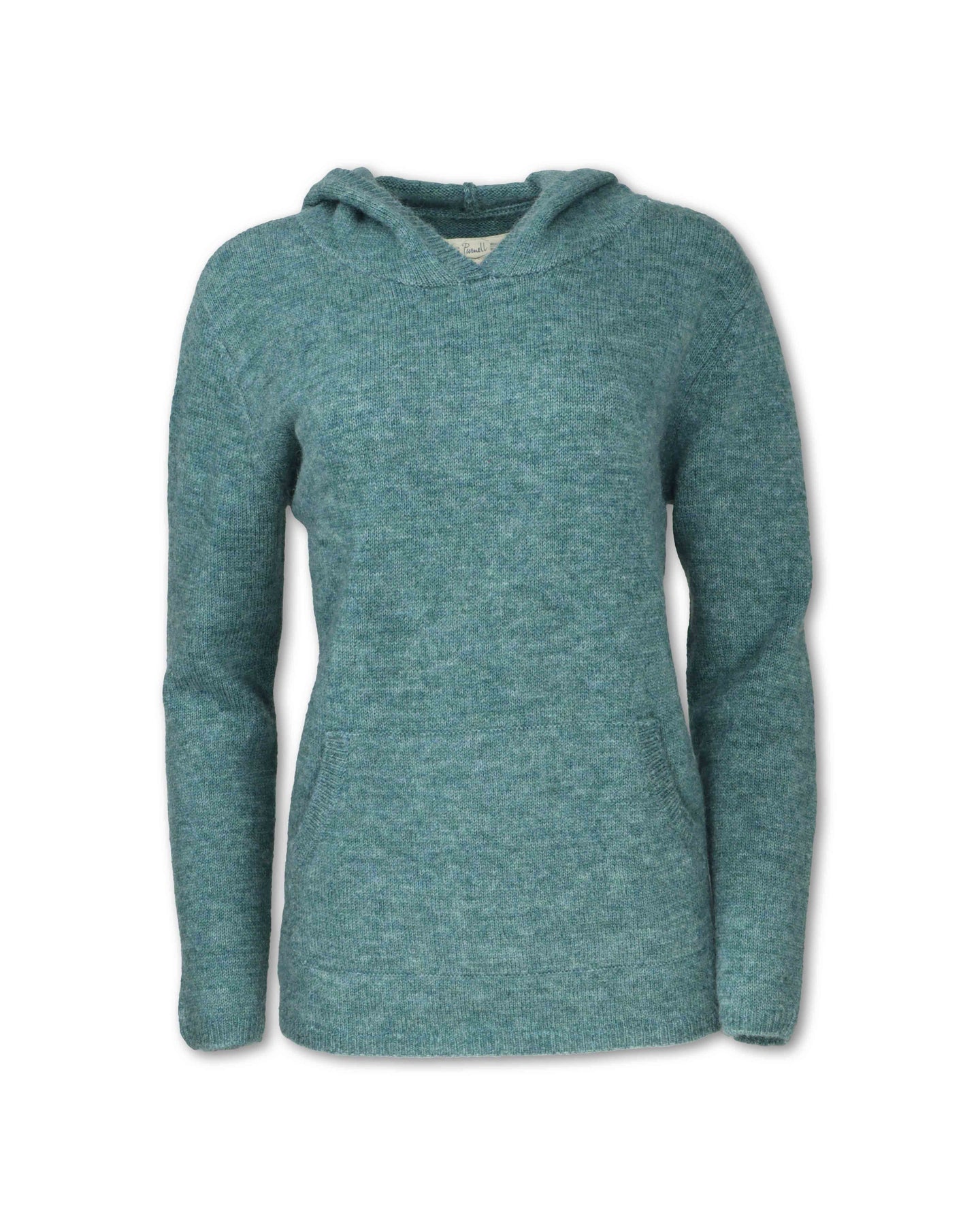 Wool Blend Sweater Hoodie - Teal