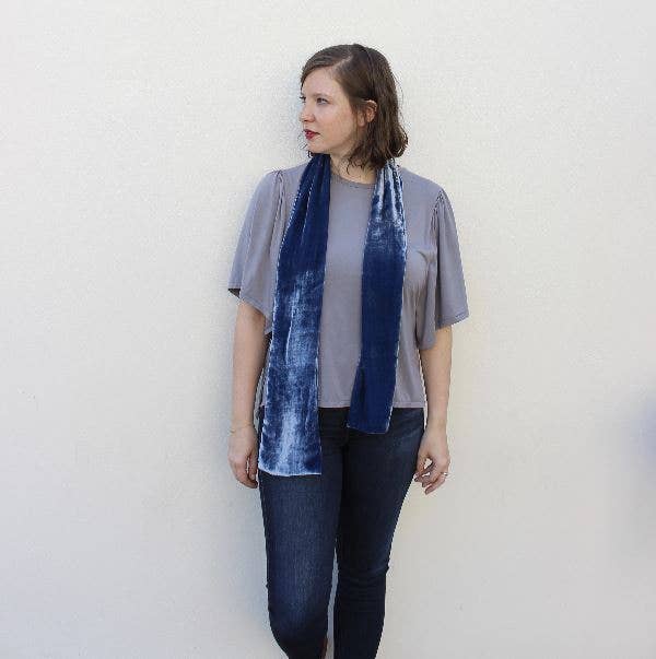 Silk Velvet Oblong Scarf: Silver