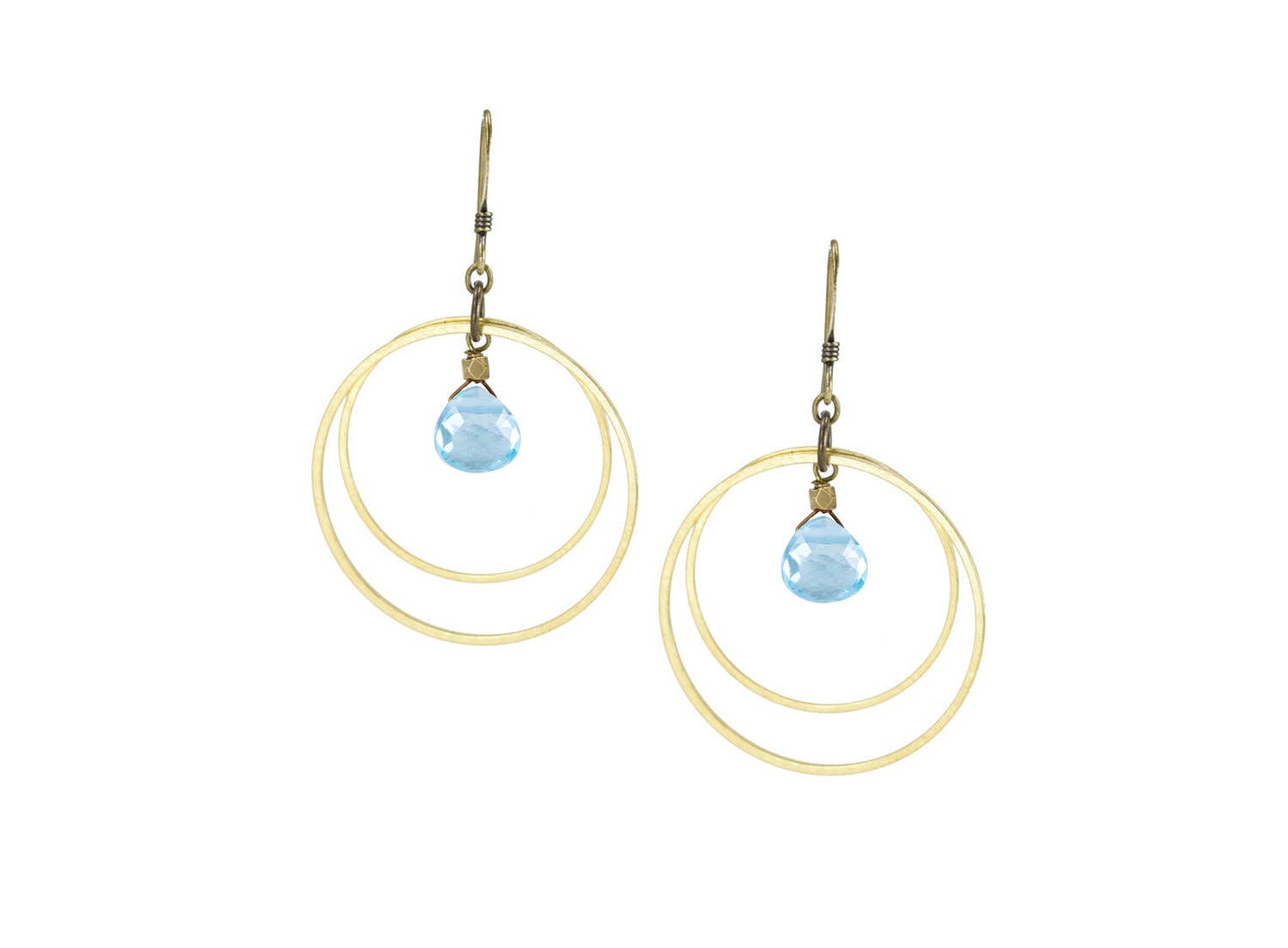 Blue Topaz Double Hoop Circle Earrings