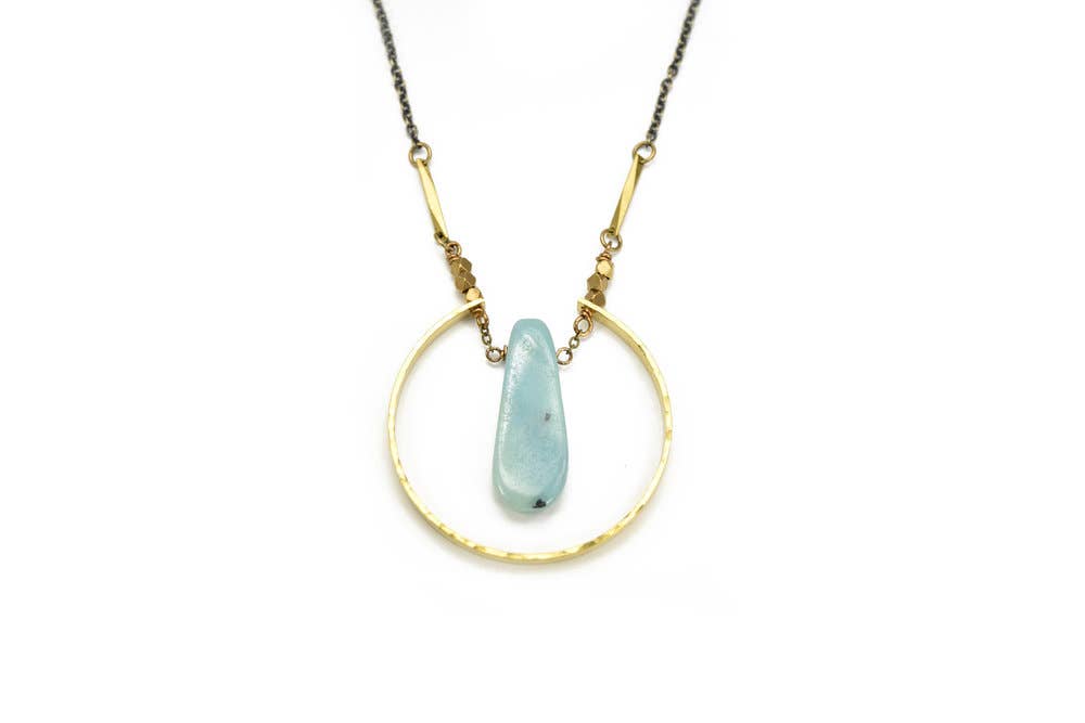 Amazonite Brass Circlet  Necklace