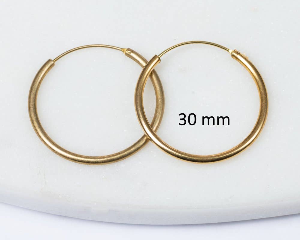 Everyday Raw Brass Hoops : Medium (30mm)