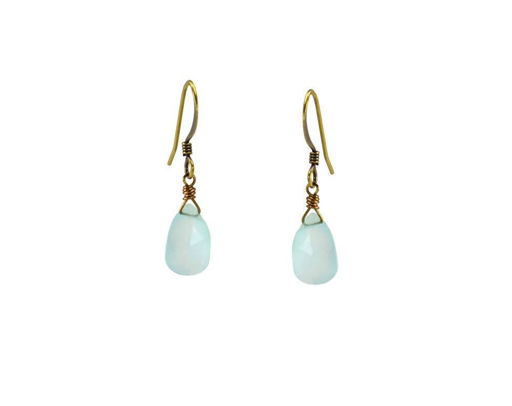 Seafoam Green Chalcedony Droplet Earrings