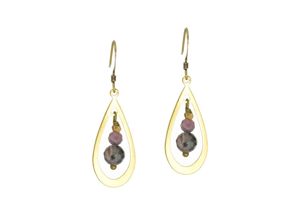 Multicolor Watermelon Tourmaline Teardrop Earrings