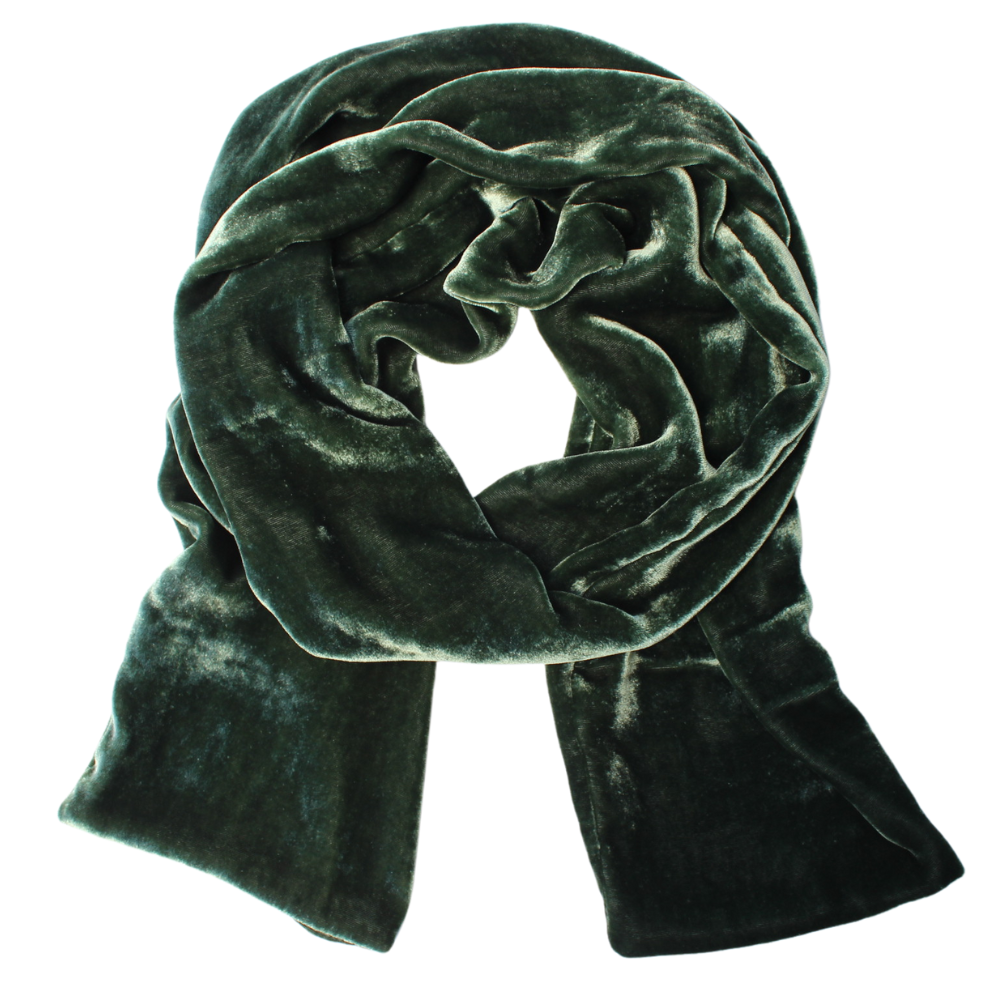 Silk Velvet Oblong Scarf: Red