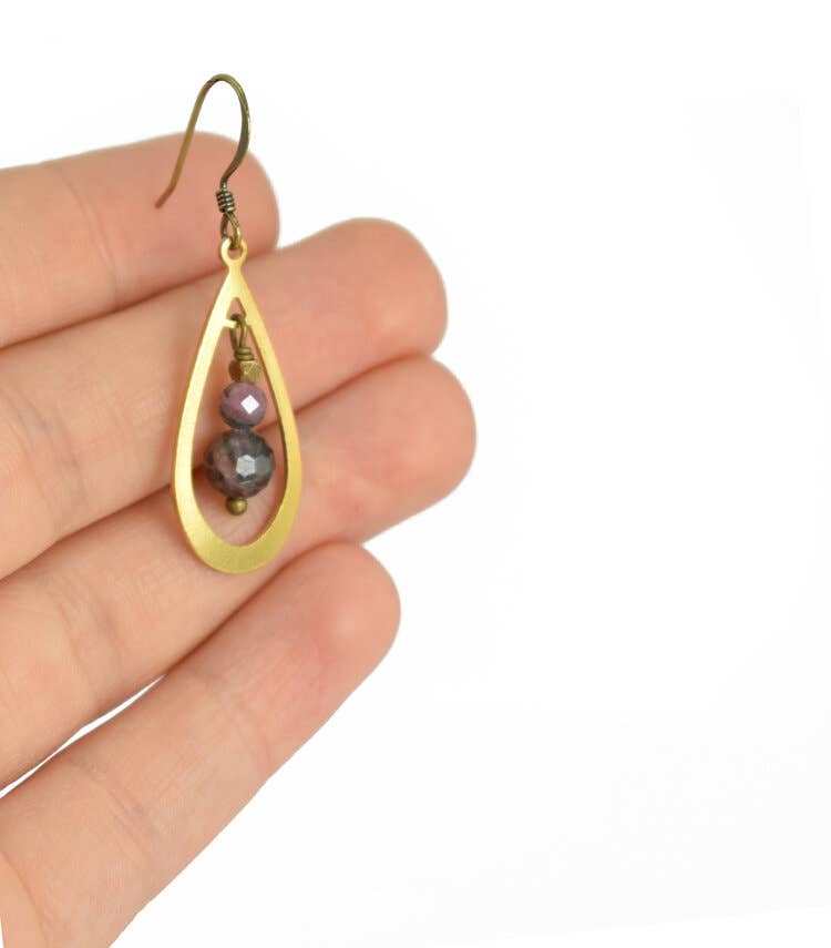 Multicolor Watermelon Tourmaline Teardrop Earrings