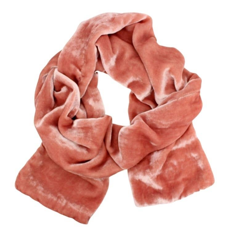 Silk Velvet Oblong Scarf: Red