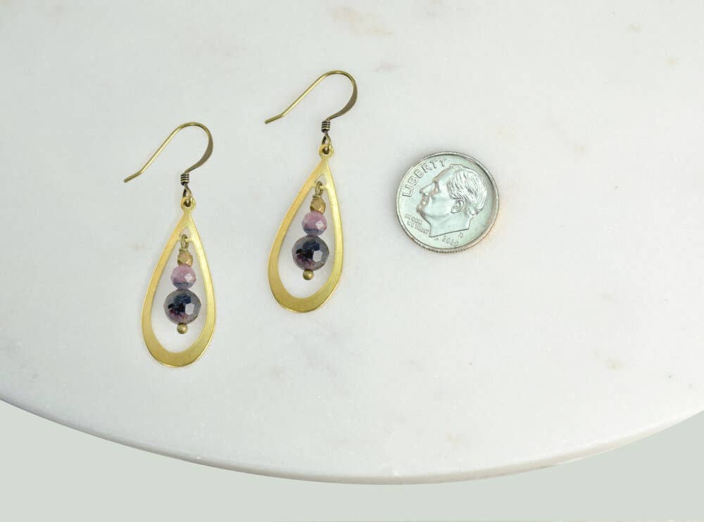 Multicolor Watermelon Tourmaline Teardrop Earrings