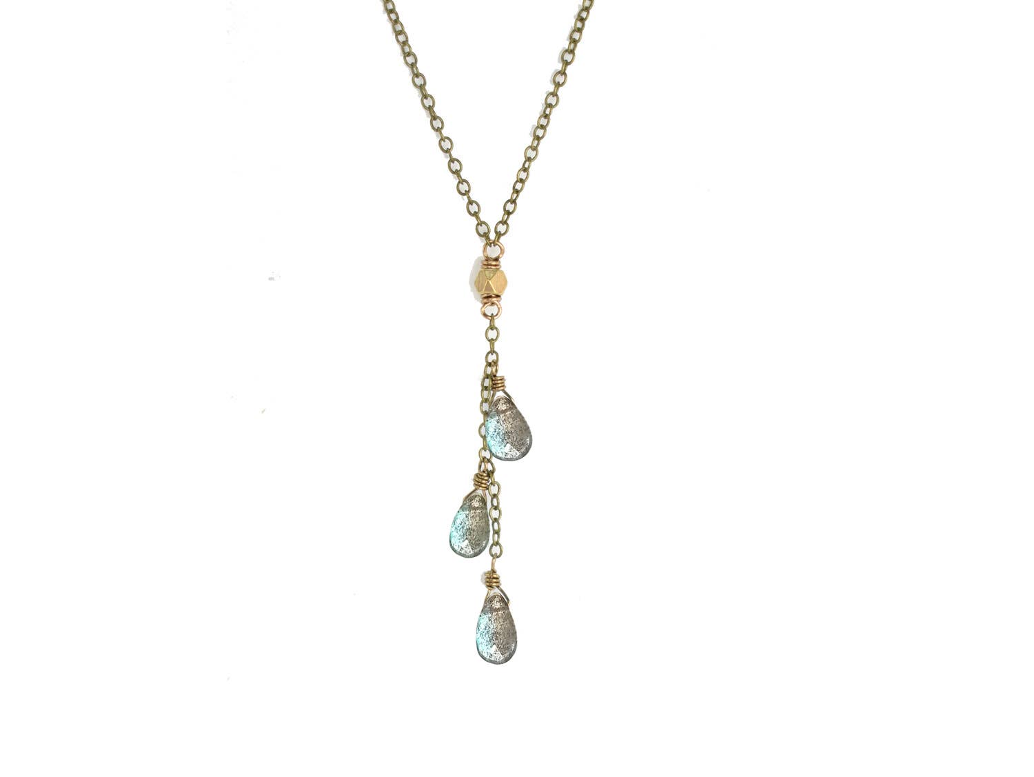 Dainty Delicate Triple Labradorite Chain Necklace