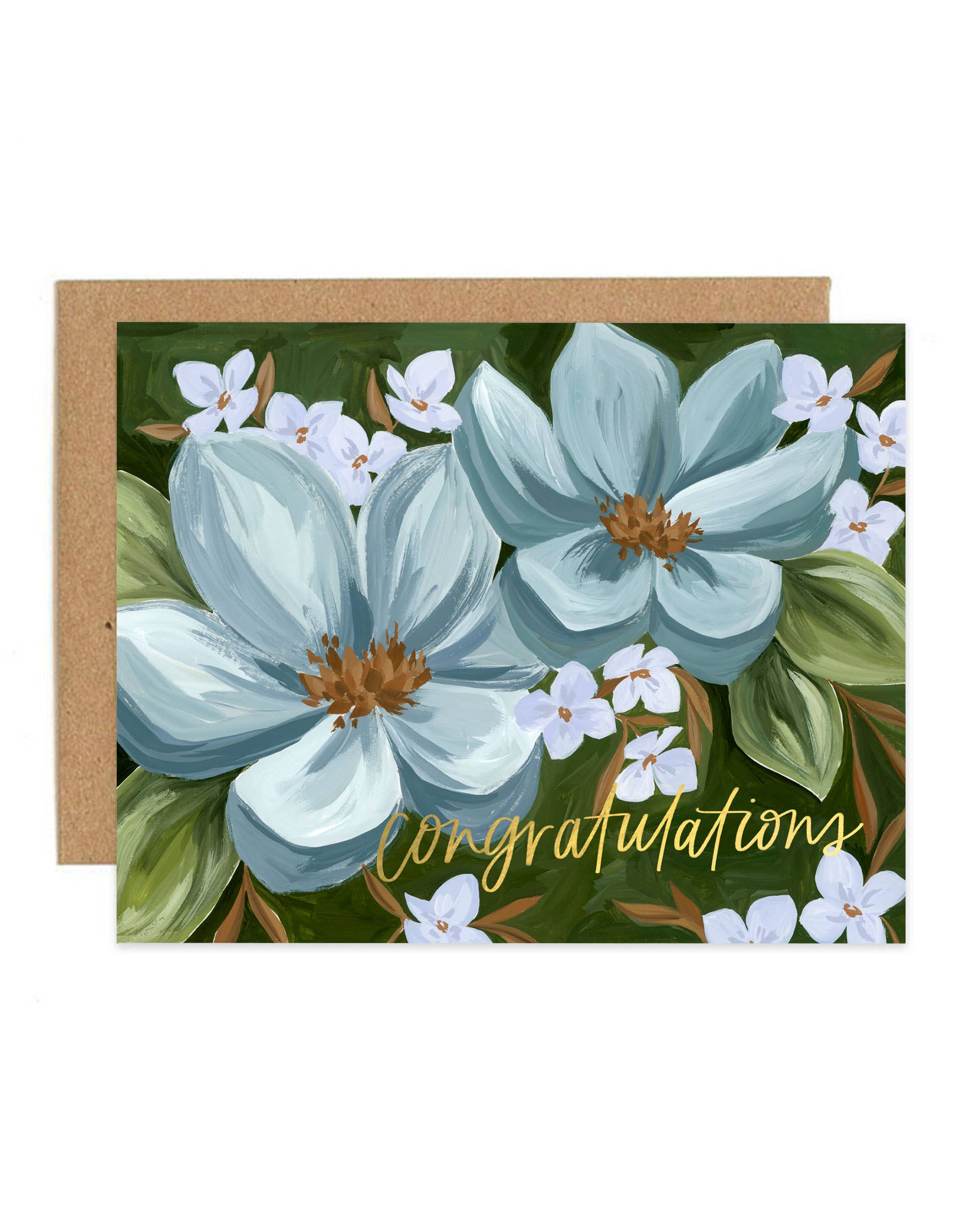 1canoe2 | One Canoe Two Paper Co. - Blue Floral Congratulations Greeting Card