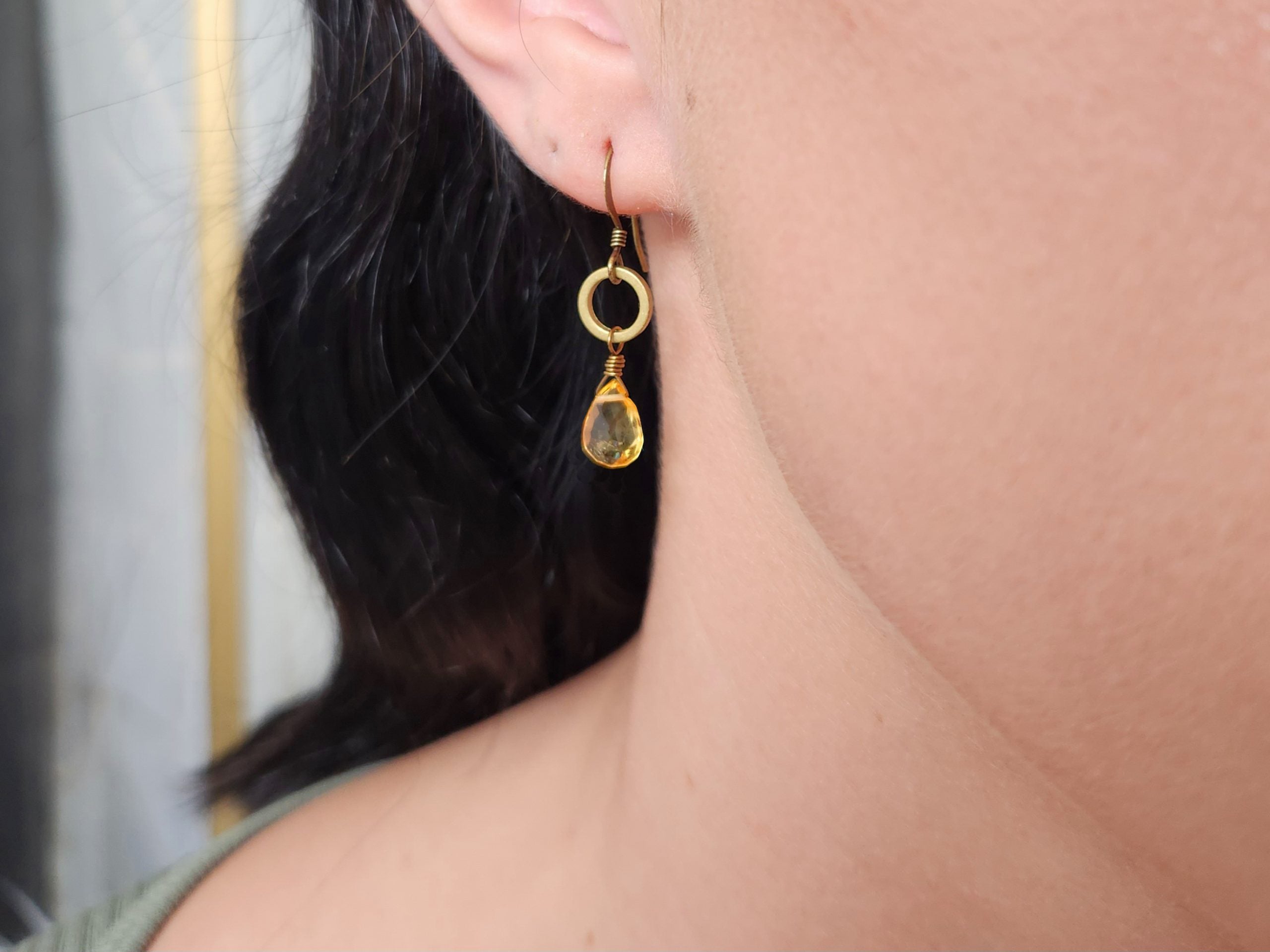 Citrine Circle Earrings