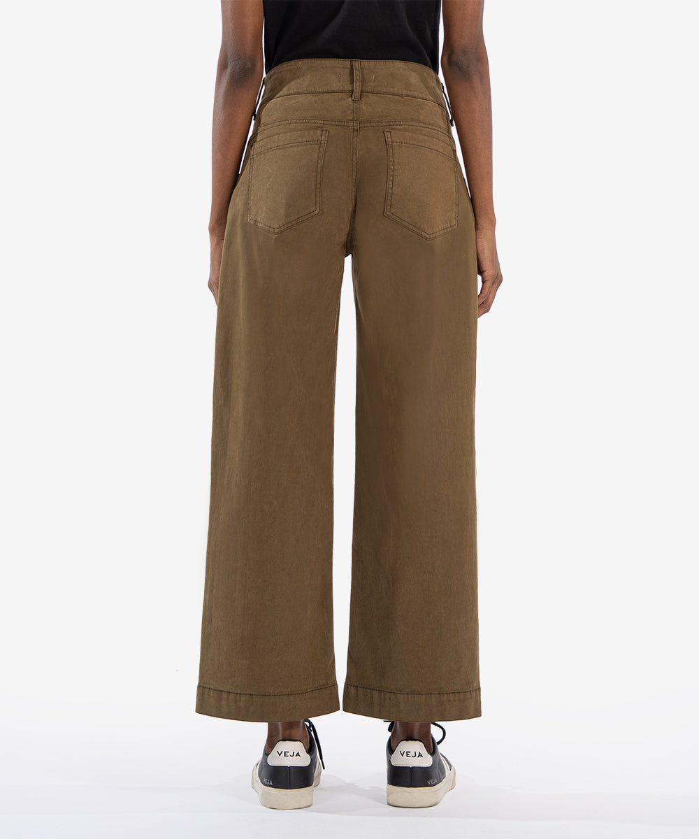 Charlotte High Rise Wide Leg Pants - Dark Olive