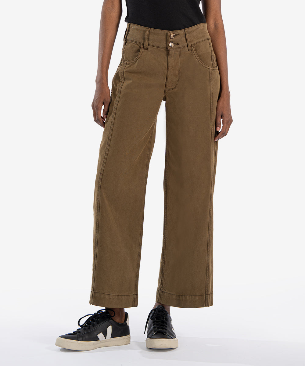 Charlotte High Rise Wide Leg Pants - Dark Olive