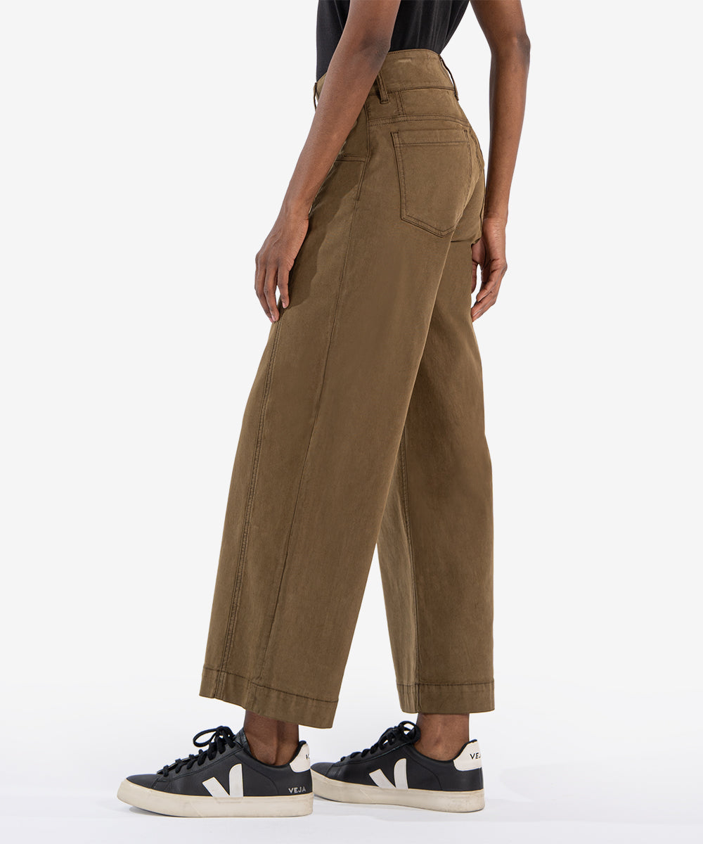 Charlotte High Rise Wide Leg Pants - Dark Olive