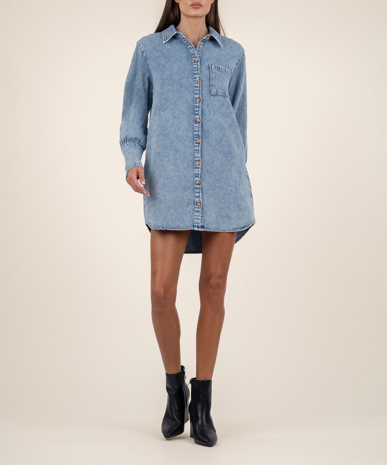 Rooney Denim Shirt Dress - Medium Wash