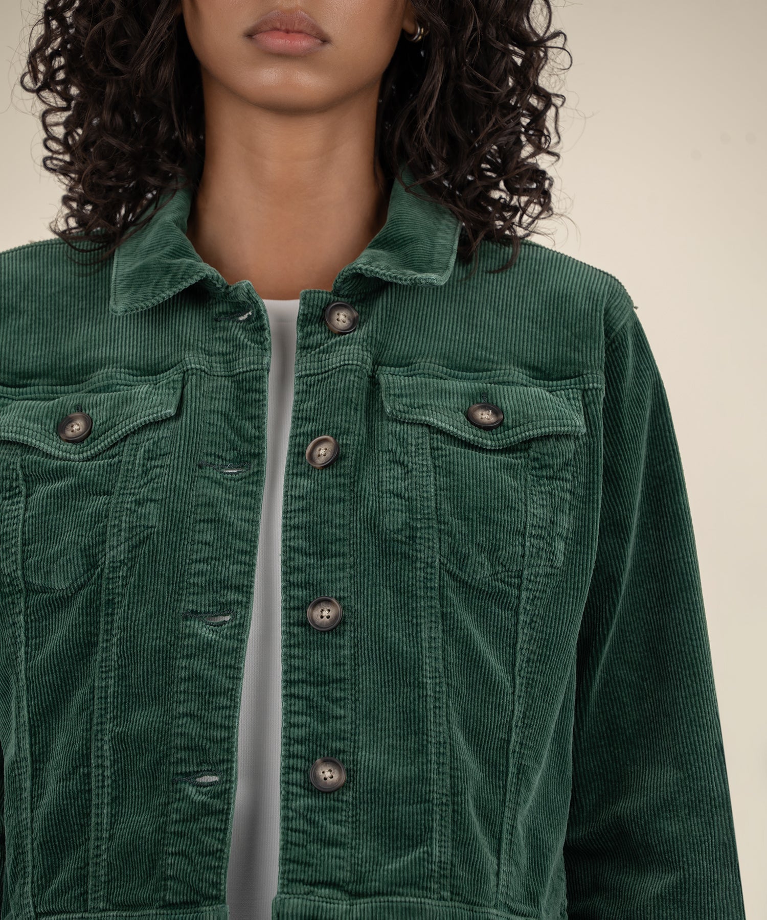 Julie Corduroy Crop Jacket - Green