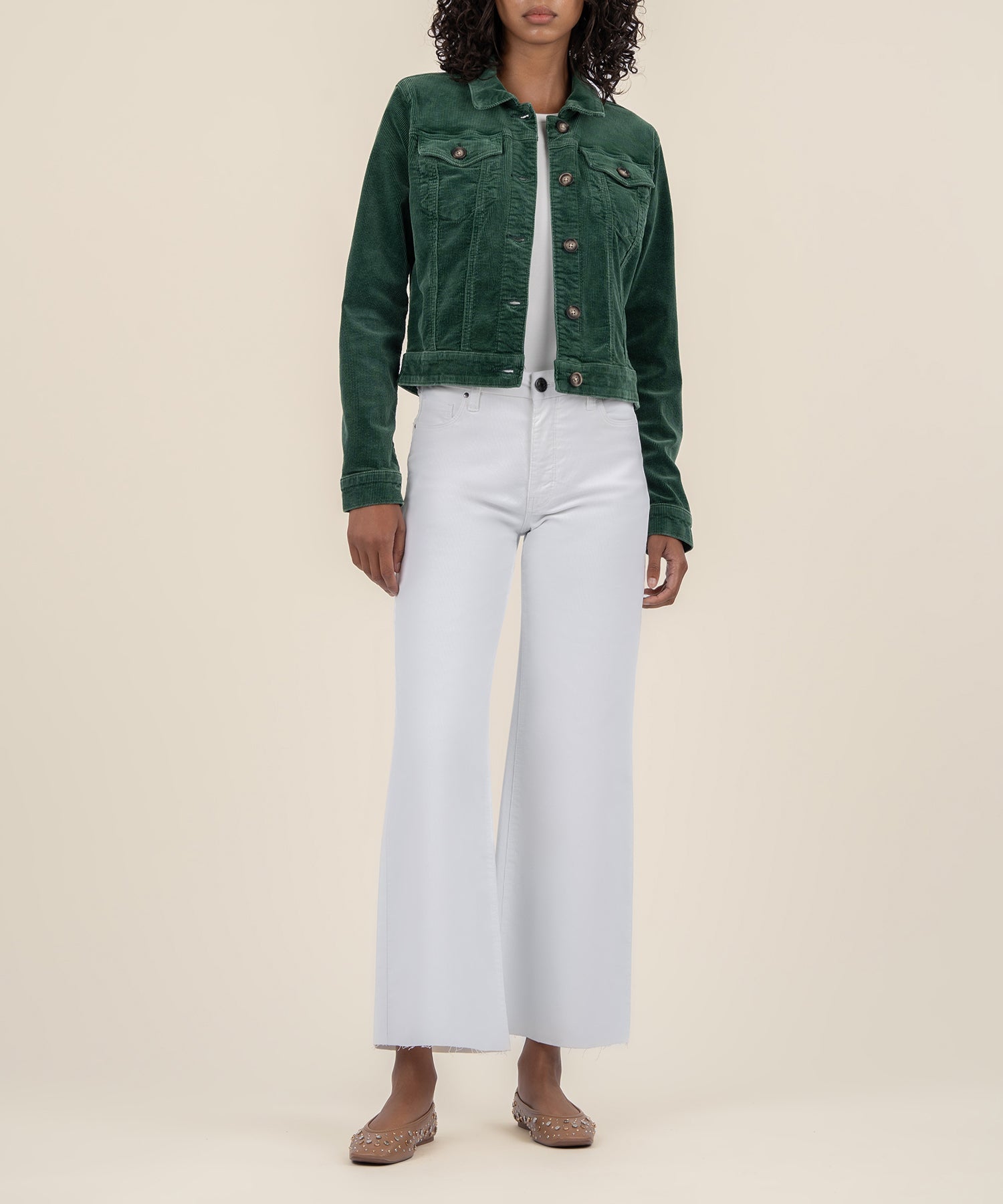 Julie Corduroy Crop Jacket - Green