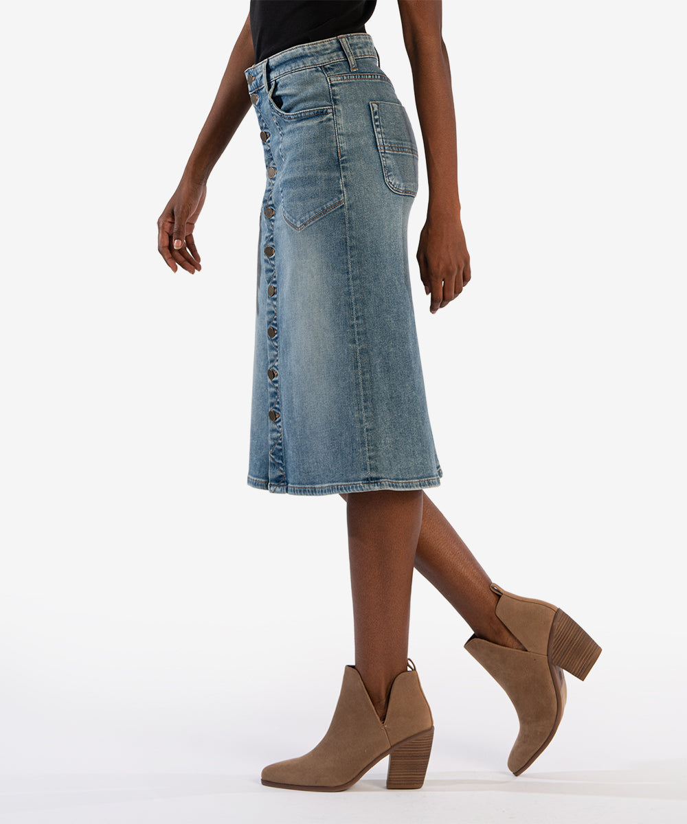 Rose Denim Skirt - Majestic Wash