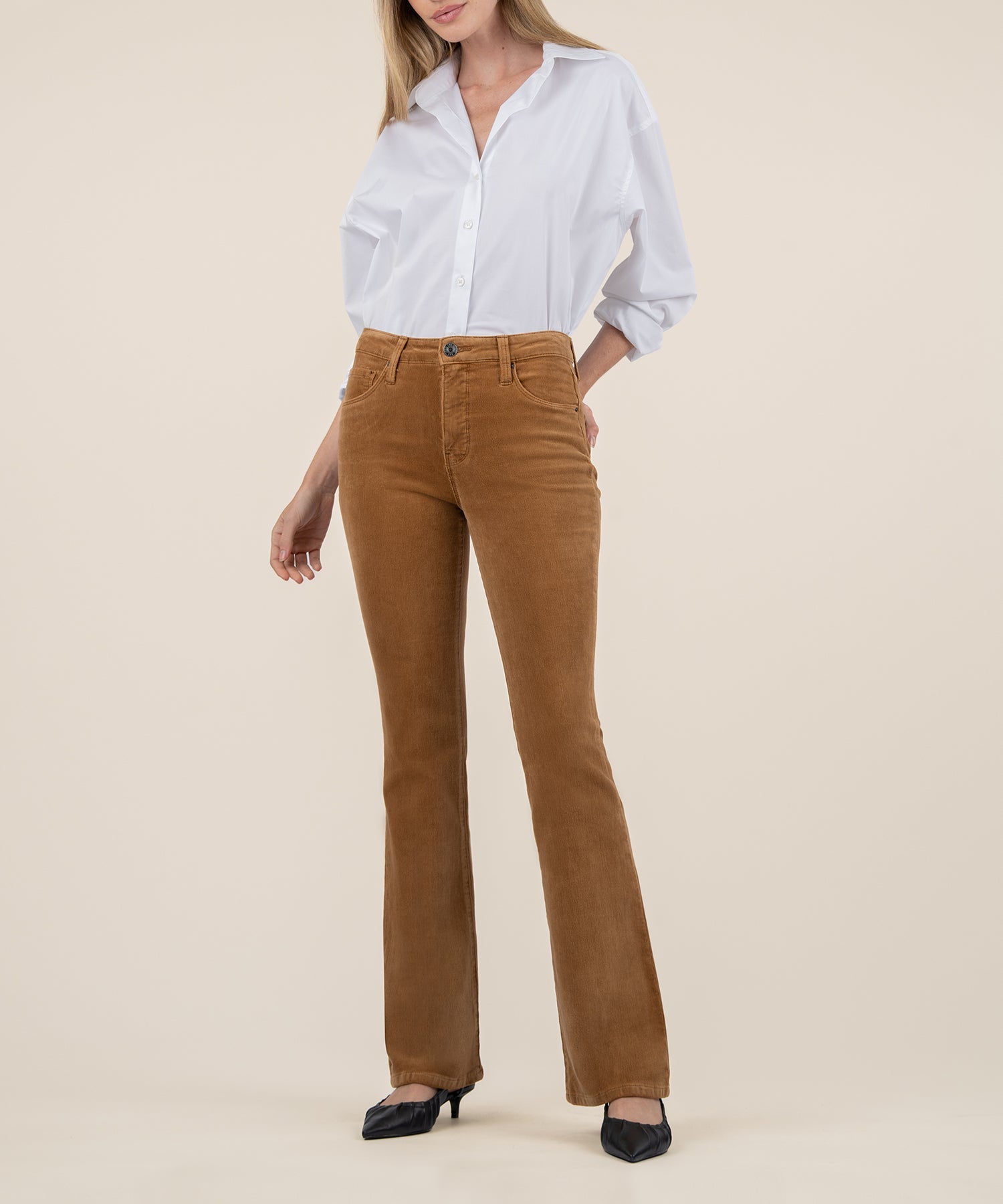 Ana Corduroy High Rise Flare - Camel