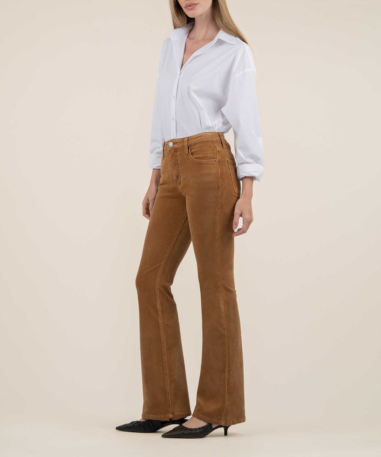 Ana Corduroy High Rise Flare - Camel