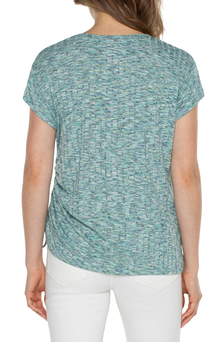 Scoop Neck with Side Detail - Mermaid Teal Spacedye