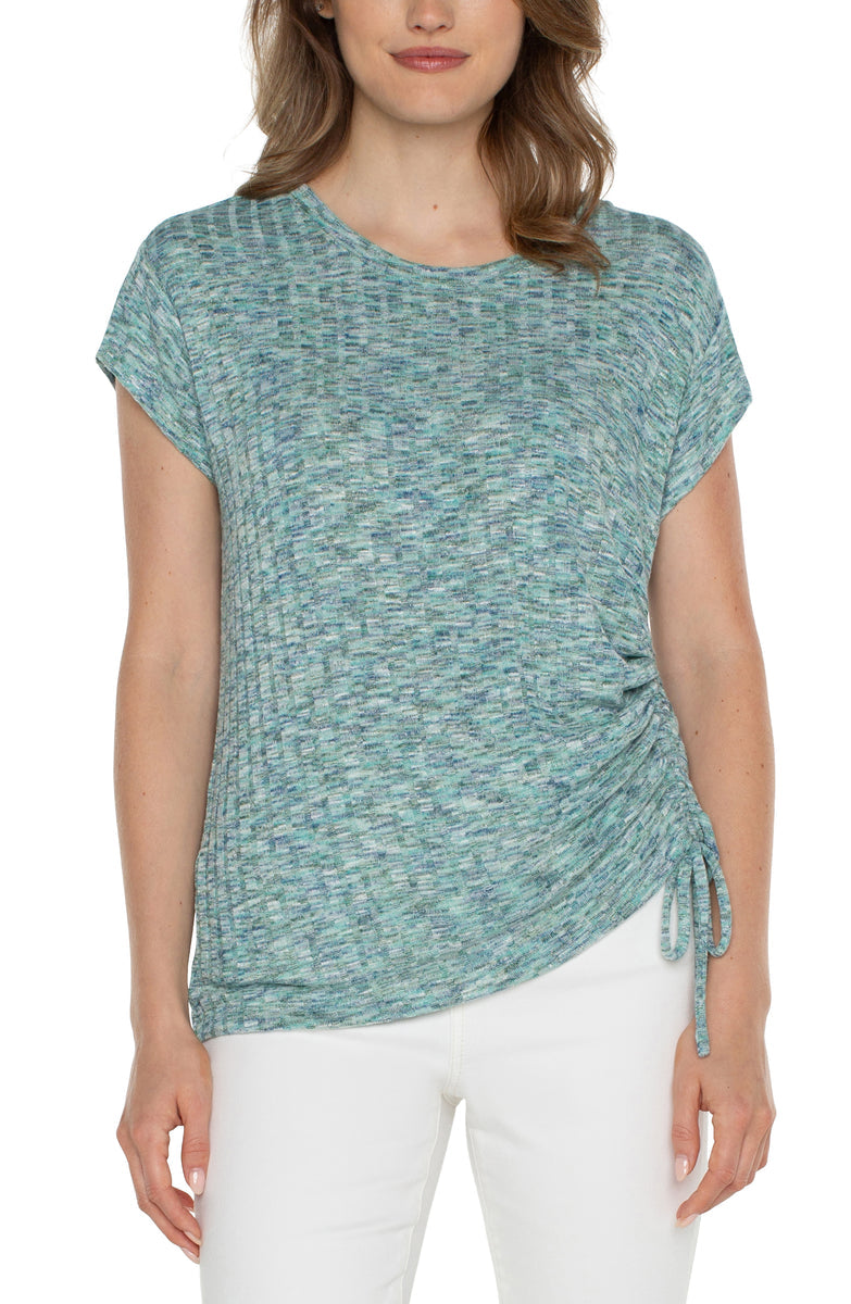 Scoop Neck with Side Detail - Mermaid Teal Spacedye - SALE