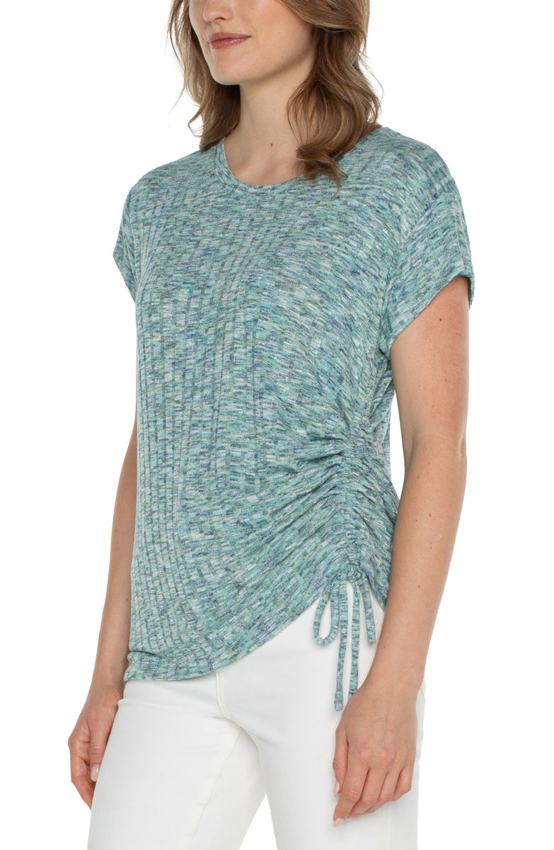 Scoop Neck with Side Detail - Mermaid Teal Spacedye