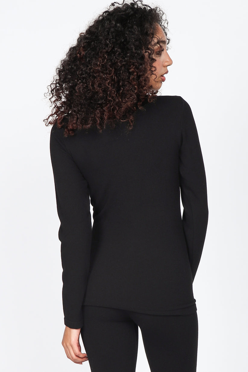 Ribbed Mock Neck Long Sleeve Basic Top