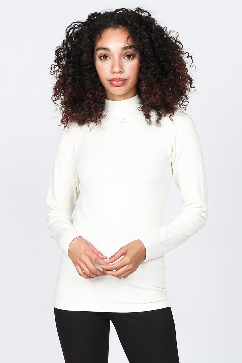 Ribbed Mock Neck Long Sleeve Basic Top