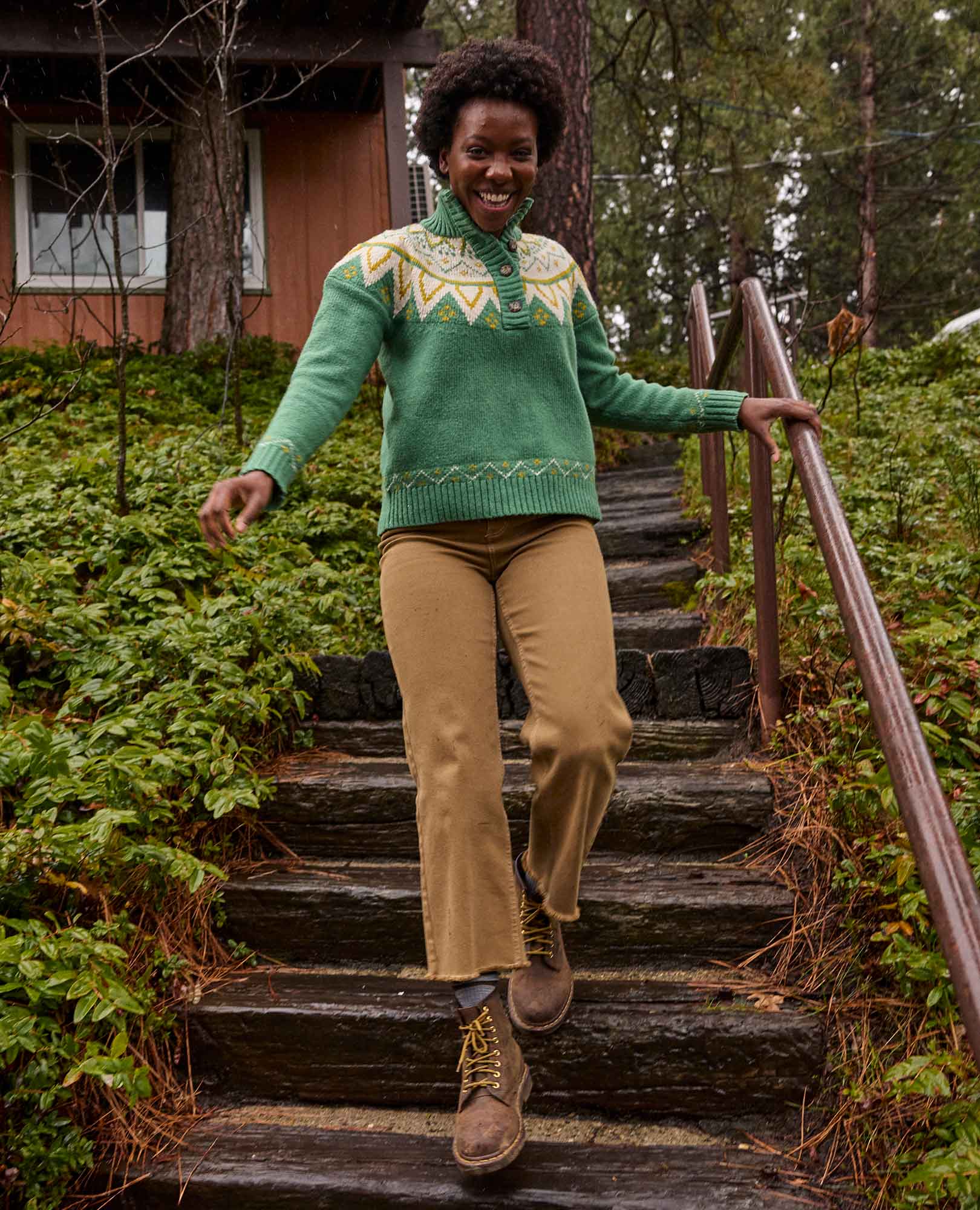 Moss Point Henley Sweater - Ivy Fair Isle