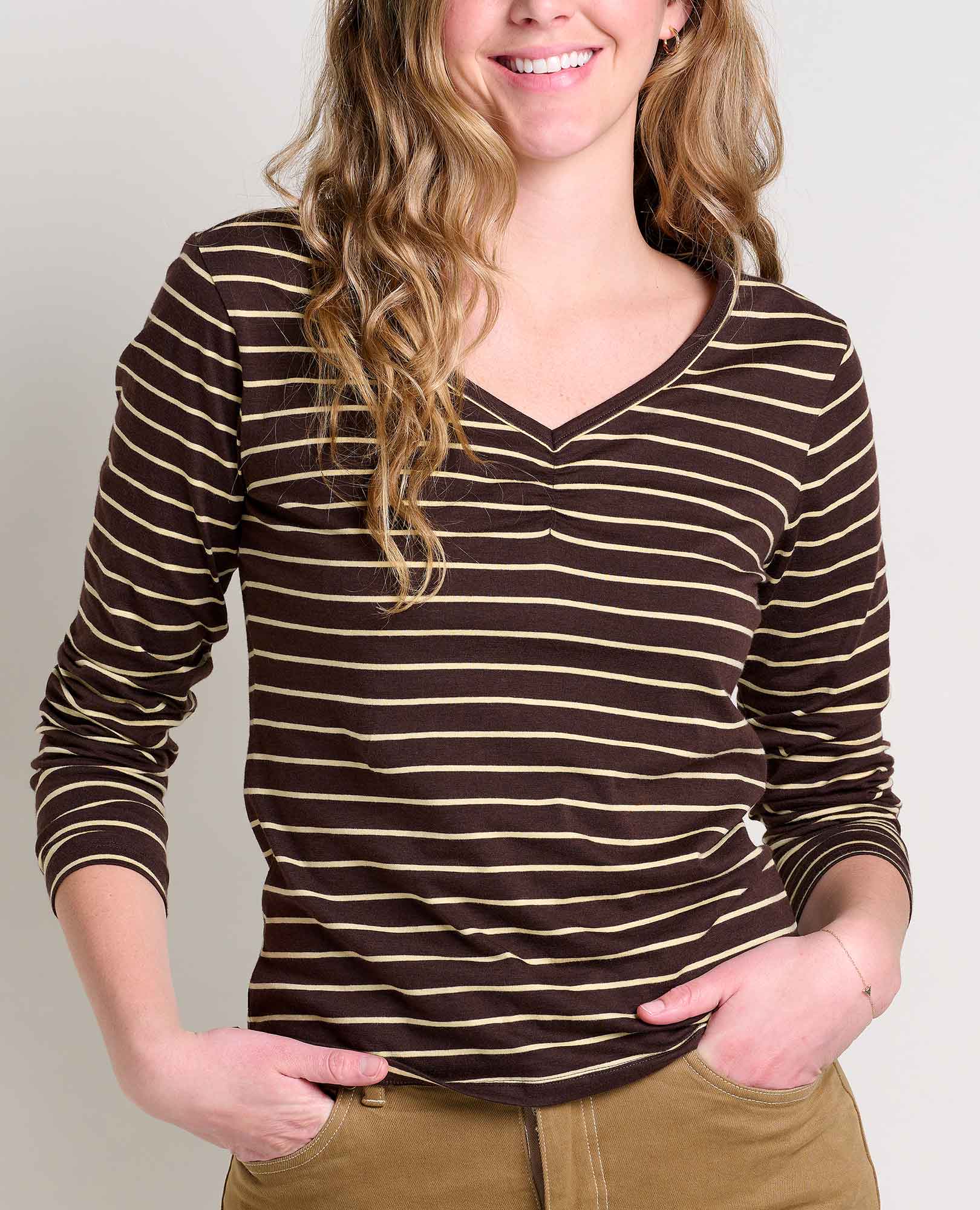 Rose Long Sleeve Tee - Carob Stripe