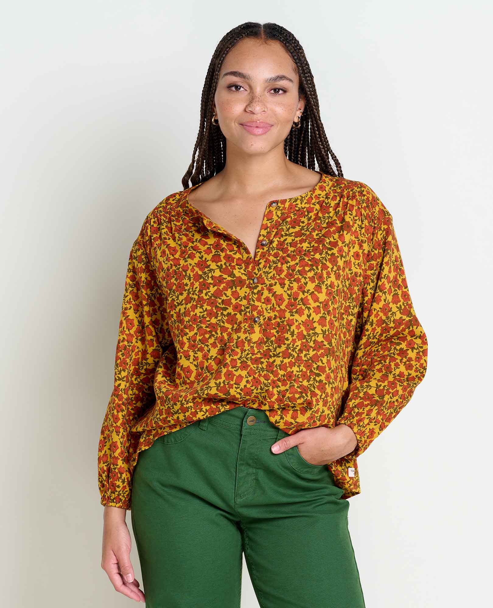 Manzana Long Sleeve Peasant Top