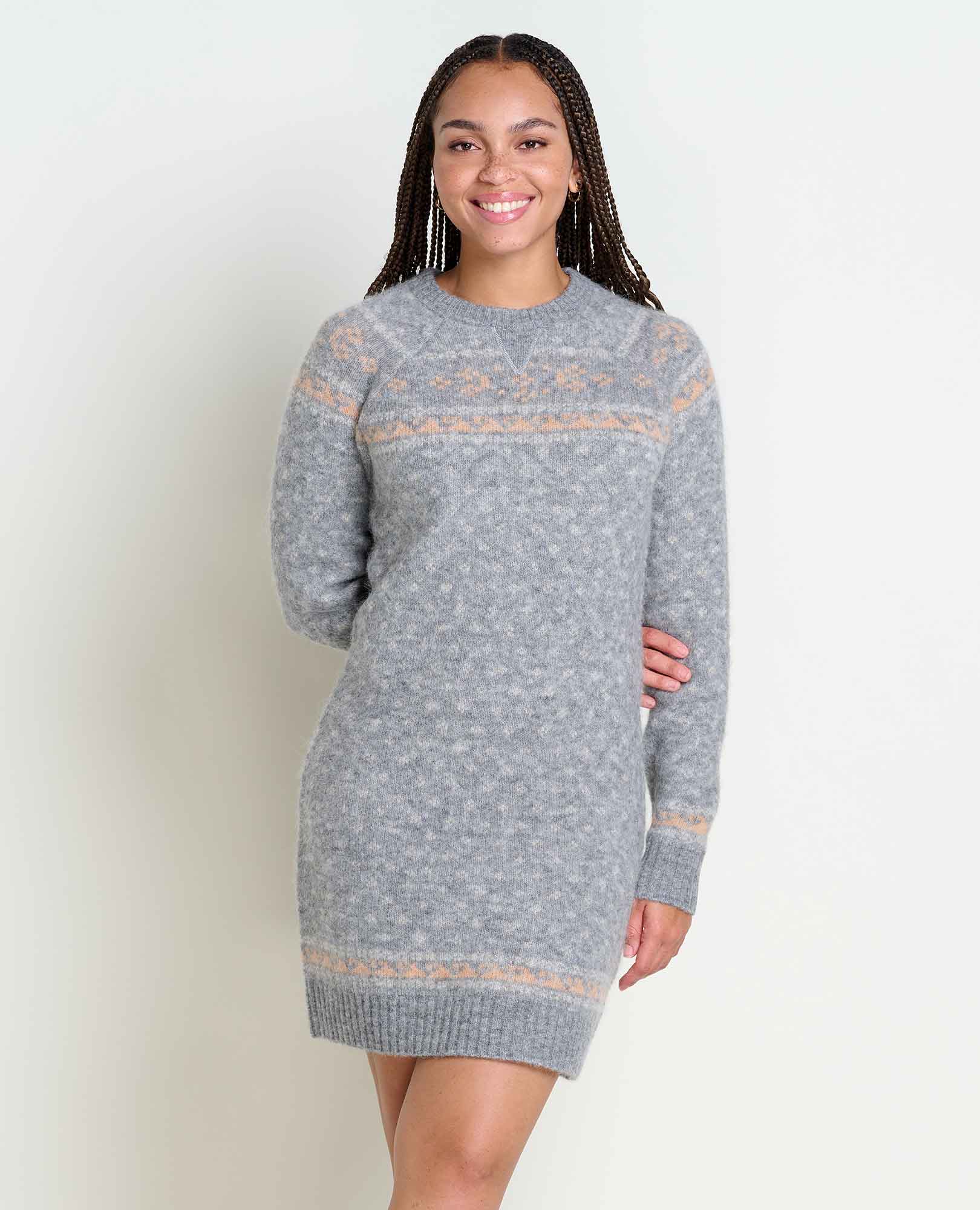 Toddy Crew Sweater Dress - Heather Grey Fair Isle