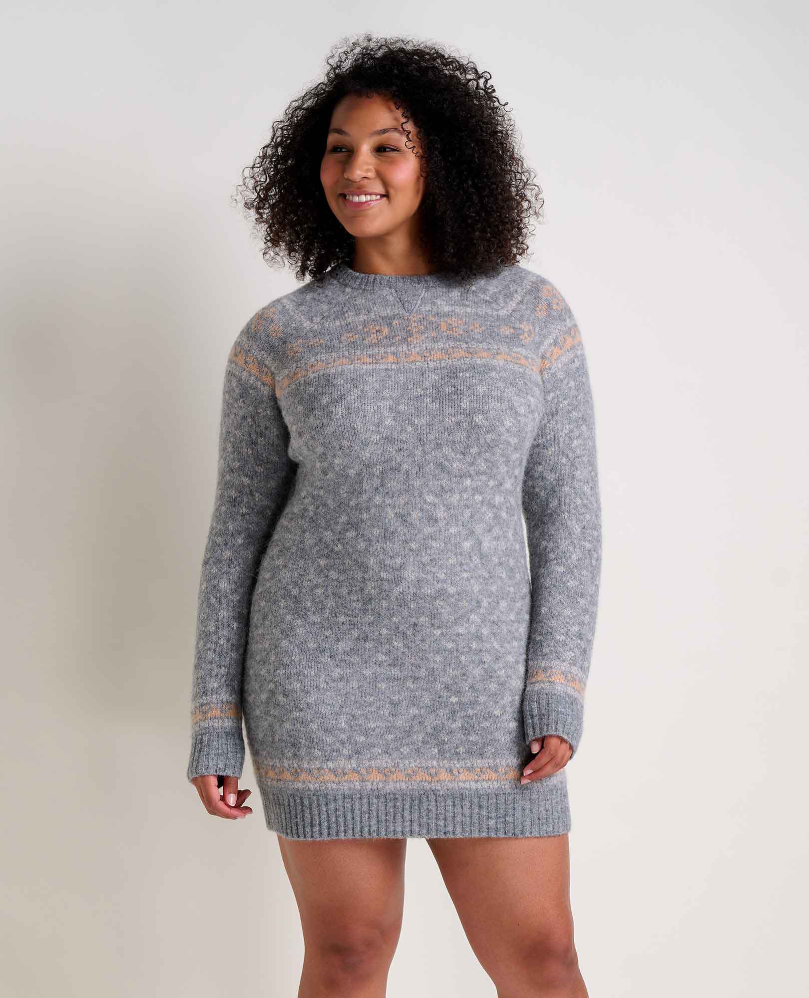 Toddy Crew Sweater Dress - Heather Grey Fair Isle