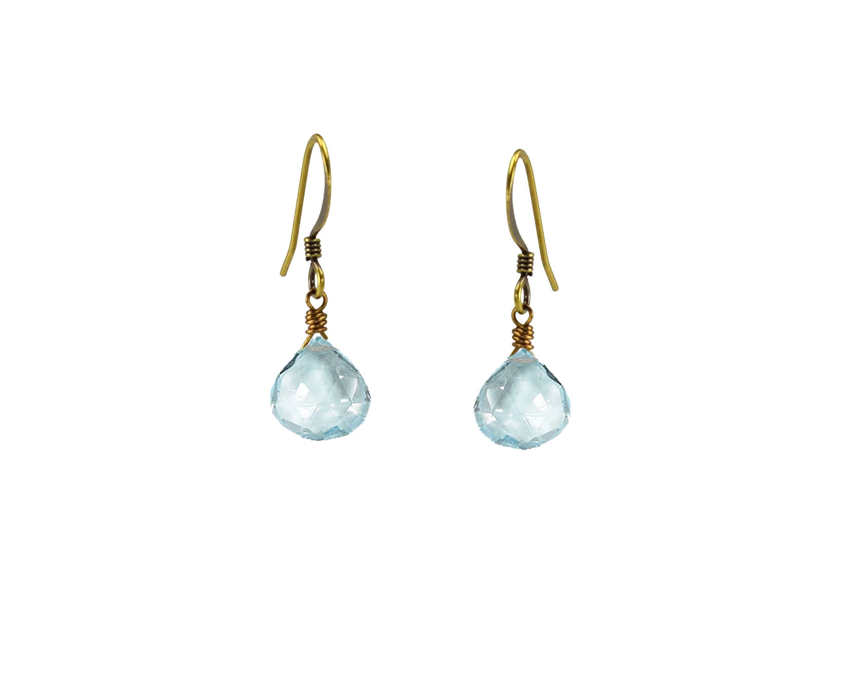 Sky Blue Topaz Simple Droplet Earrings