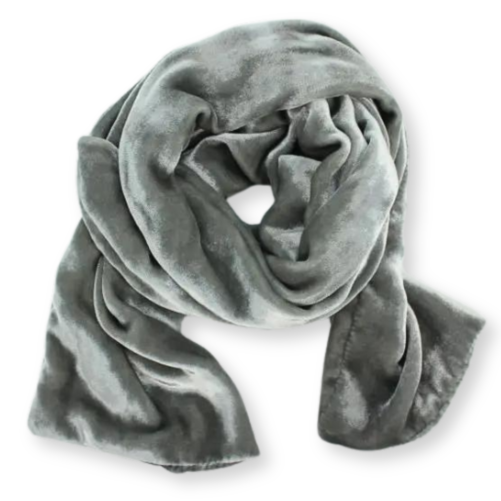 Silk Velvet Oblong Scarf: Silver