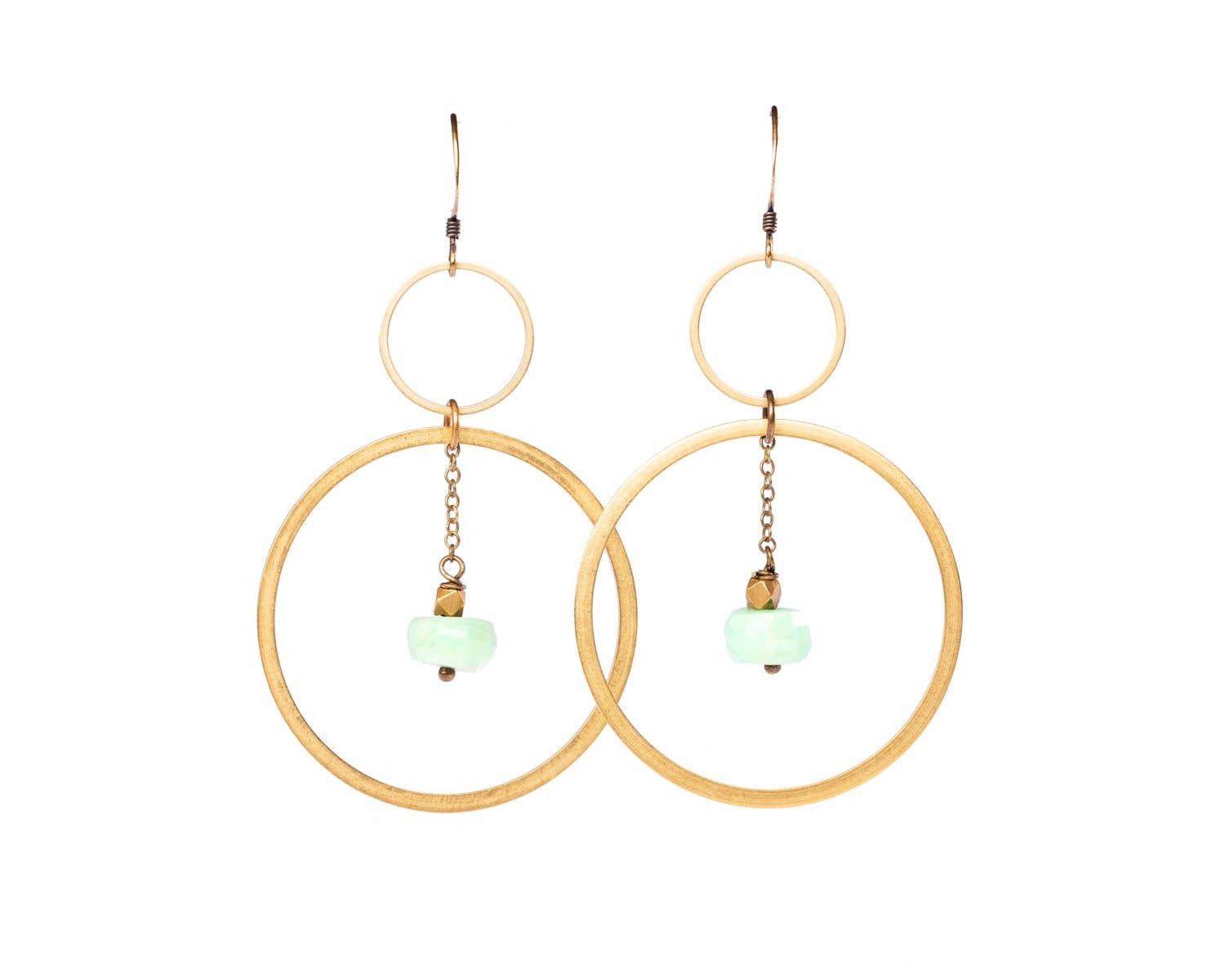 Amazonite Rondelle Circle Earrings with Chain