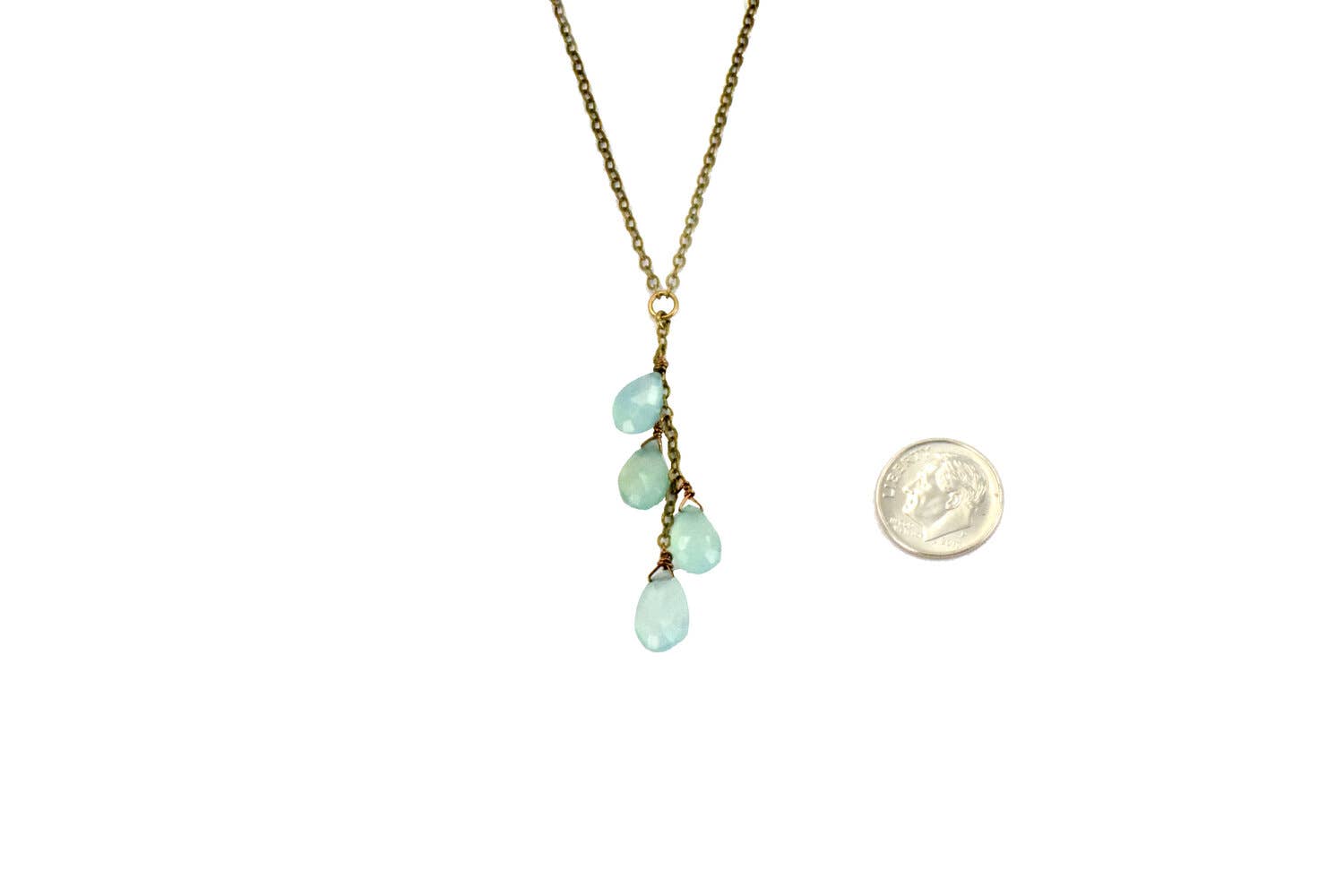 Seafoam Chalcedony Vertical Cluster Necklace