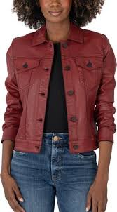 Julia Coated Crop Jacket - Red