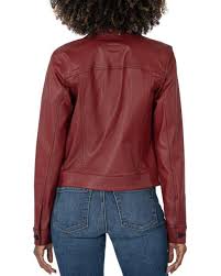 Julia Coated Crop Jacket - Red