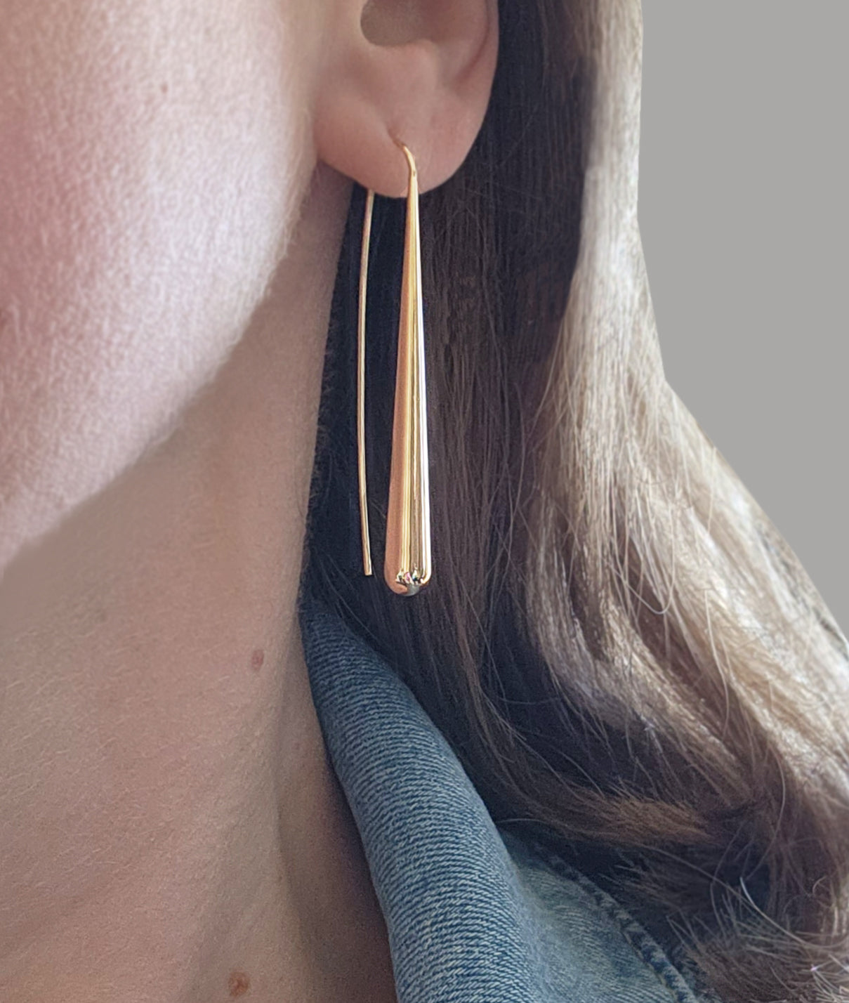 Gold Plated Elongated Drop Earrings