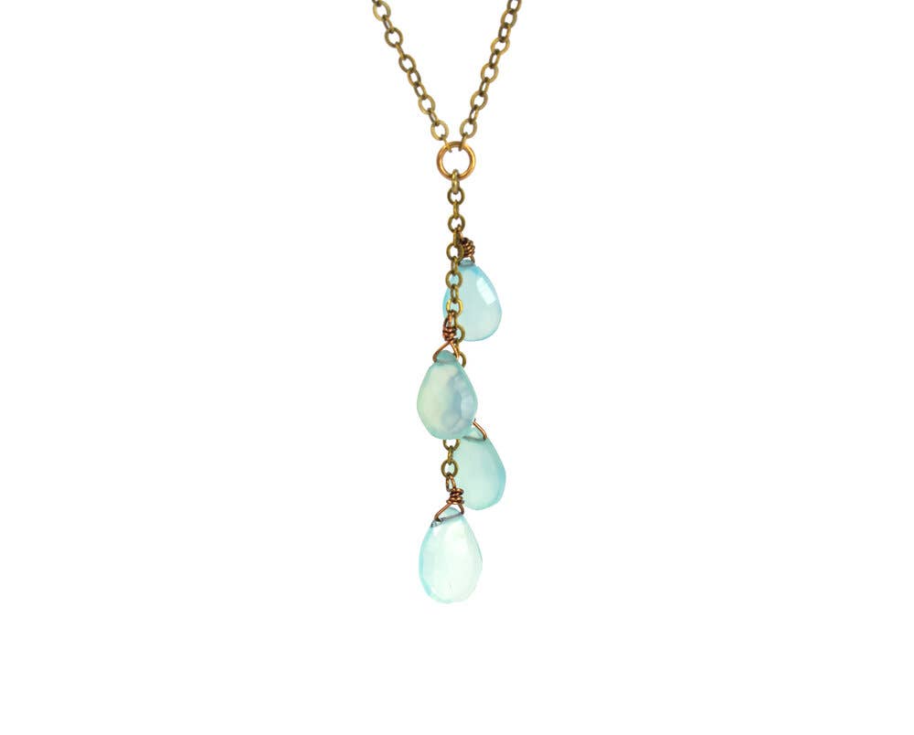 Seafoam Chalcedony Vertical Cluster Necklace