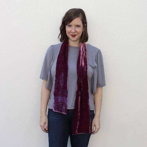 Silk Velvet Oblong Scarf: Red