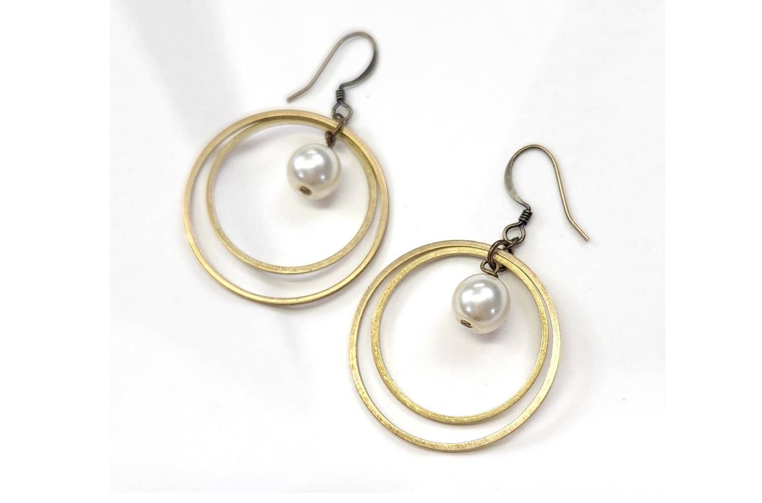 Double Hoop Pearl Earrings