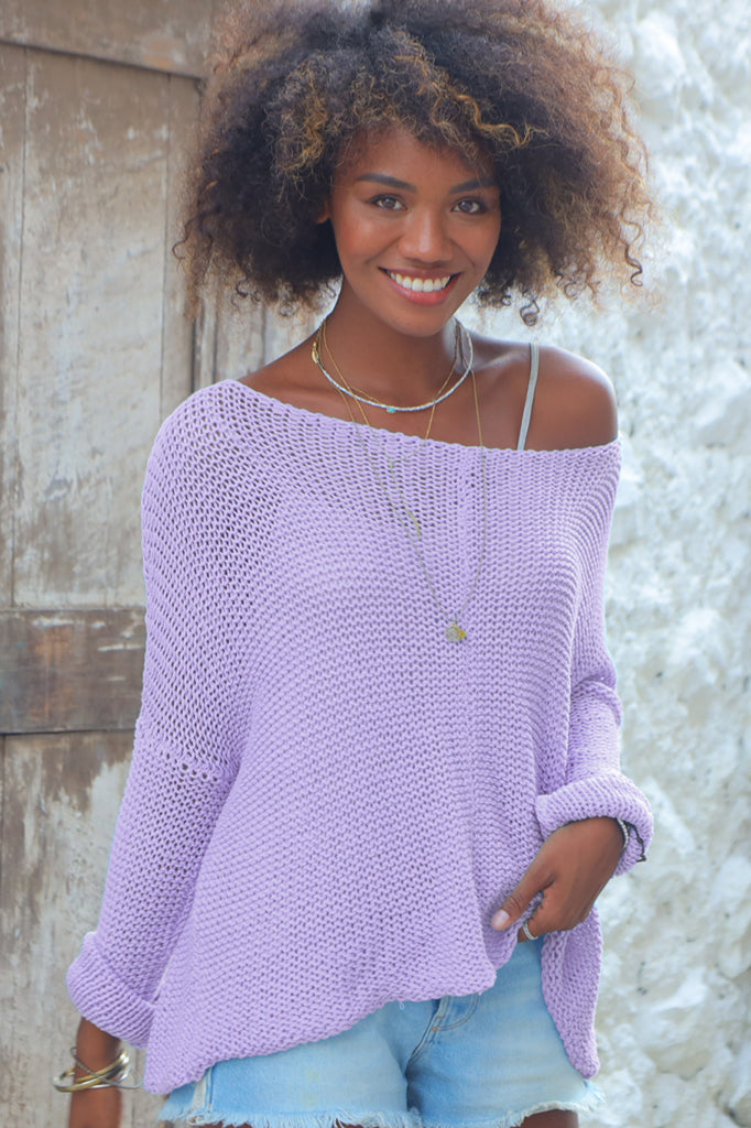 Key West Crew Cotton Sweater - Lavender