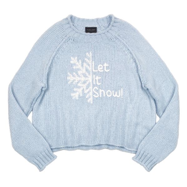 Let It Snow Cropped Raglan Crew Sweater - Slipstream/Pure Snow