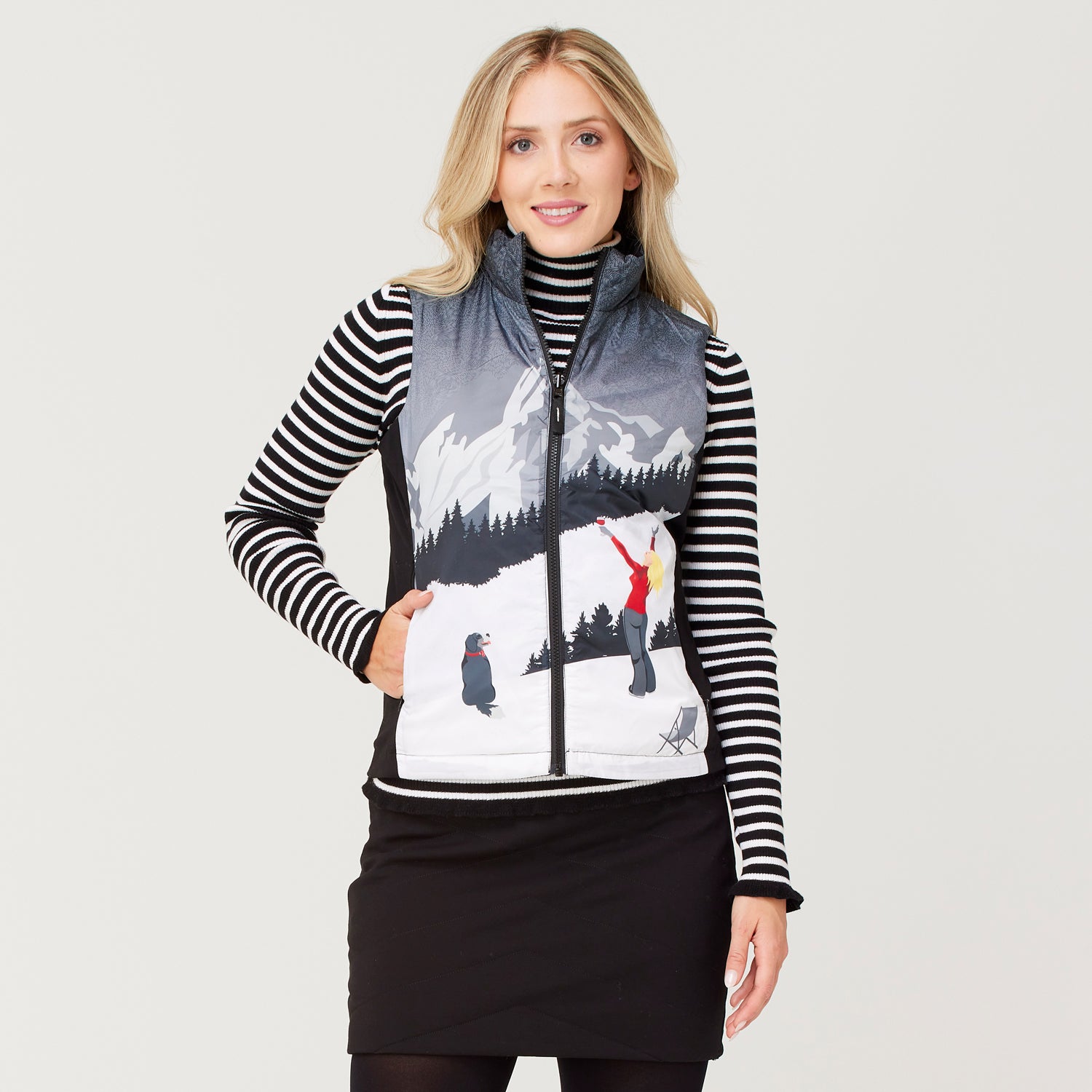 Sela Reversible Vest - Black Apres