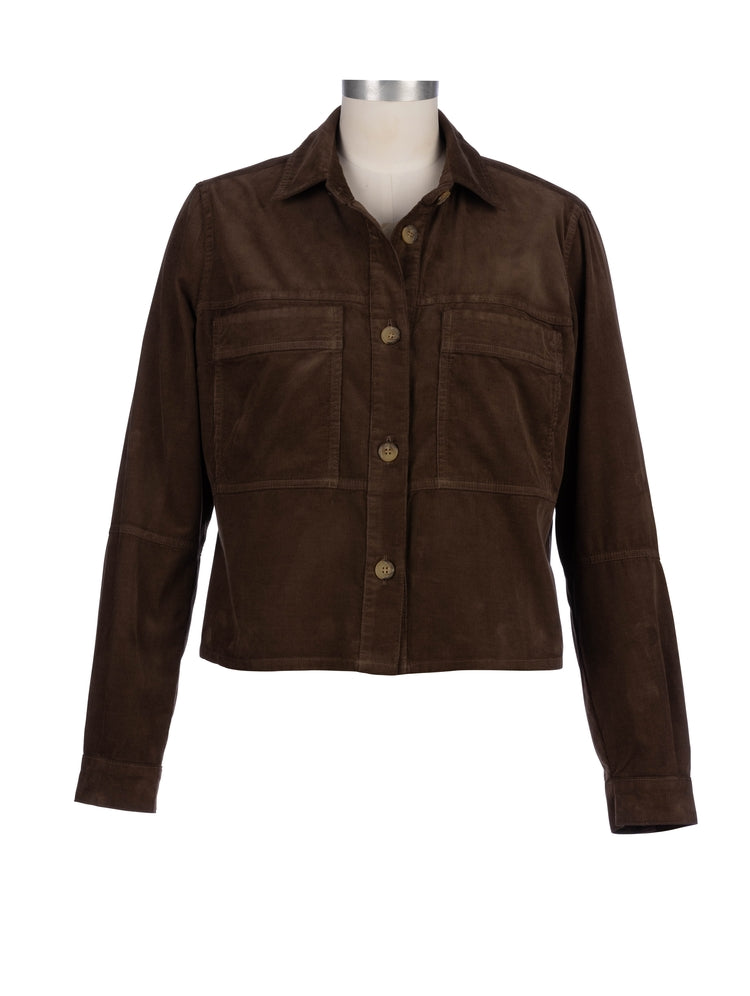 Zinnia Corduroy Jacket w/ Patch Pockets - Brown